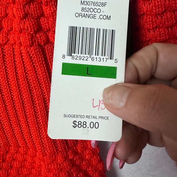 Fever cardigan sz L orange Cable Knit Toggle Buttons sweater long line NEW - Picture 4 of 7